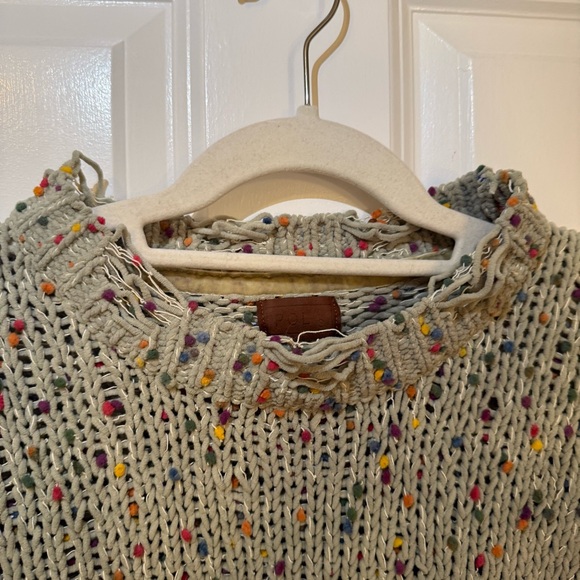 Chunky Knit, Multicolored Speckled Sweater with Distressed Hem - Picture 2 of 10